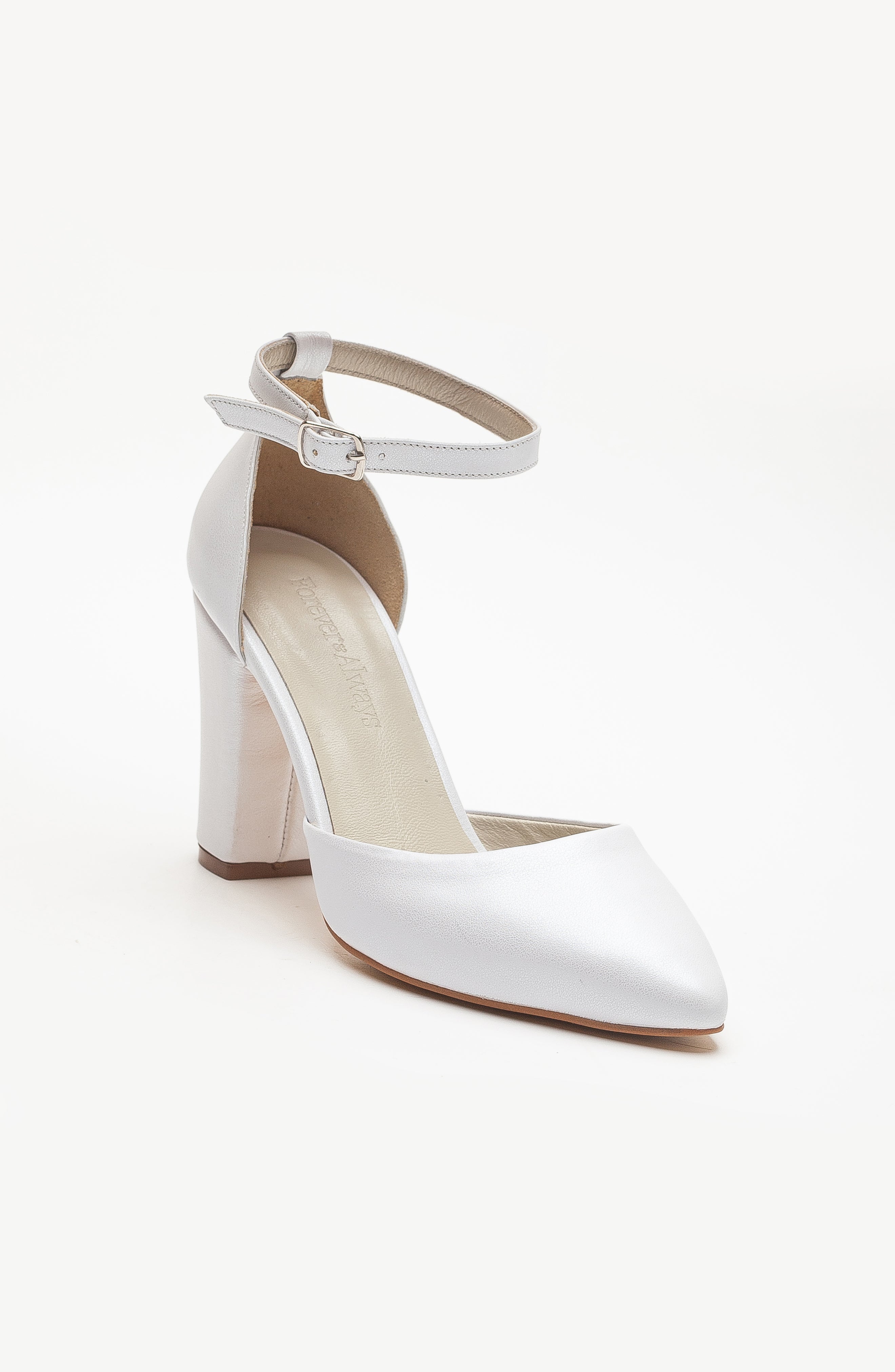 Rossella - Ivory Leather Bridal Heels