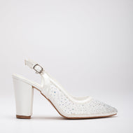 Monique - Ivory Lace Slingback Shoes