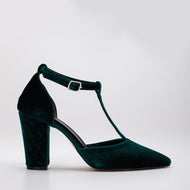 Angelique - Emerald Green Velvet Heels