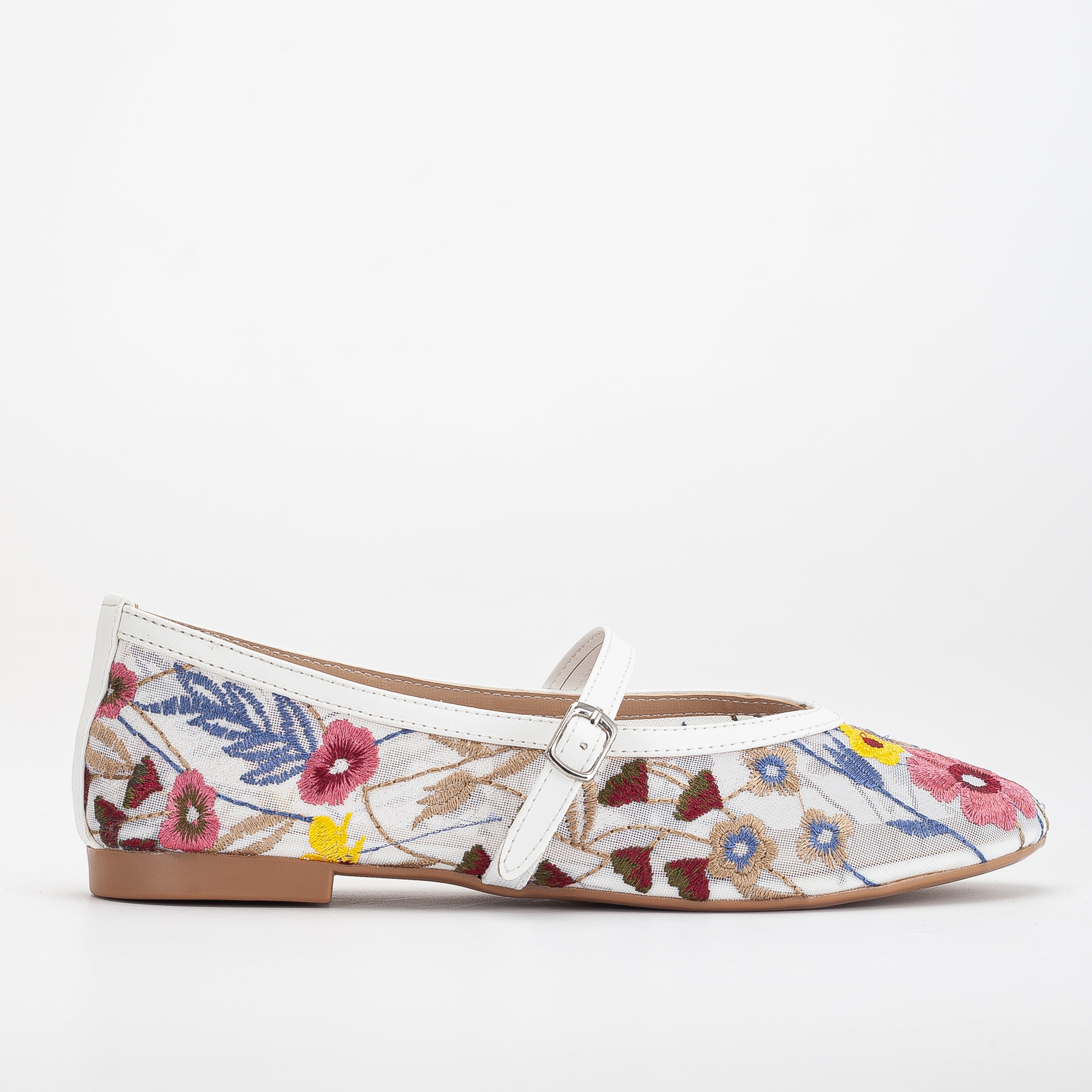 Fauna - White Mesh Mary Jane Flats