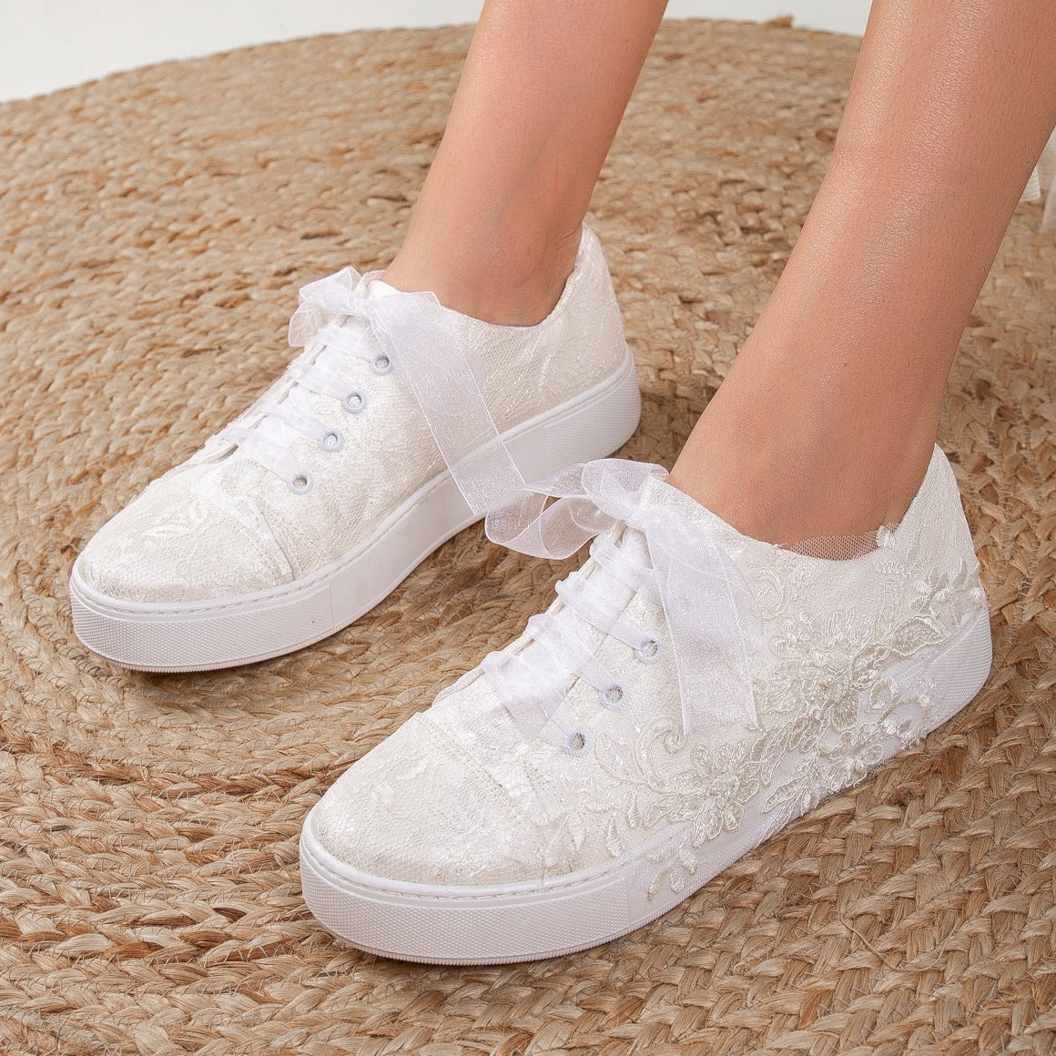 Elise - Ivory Lace Wedding Sneakers