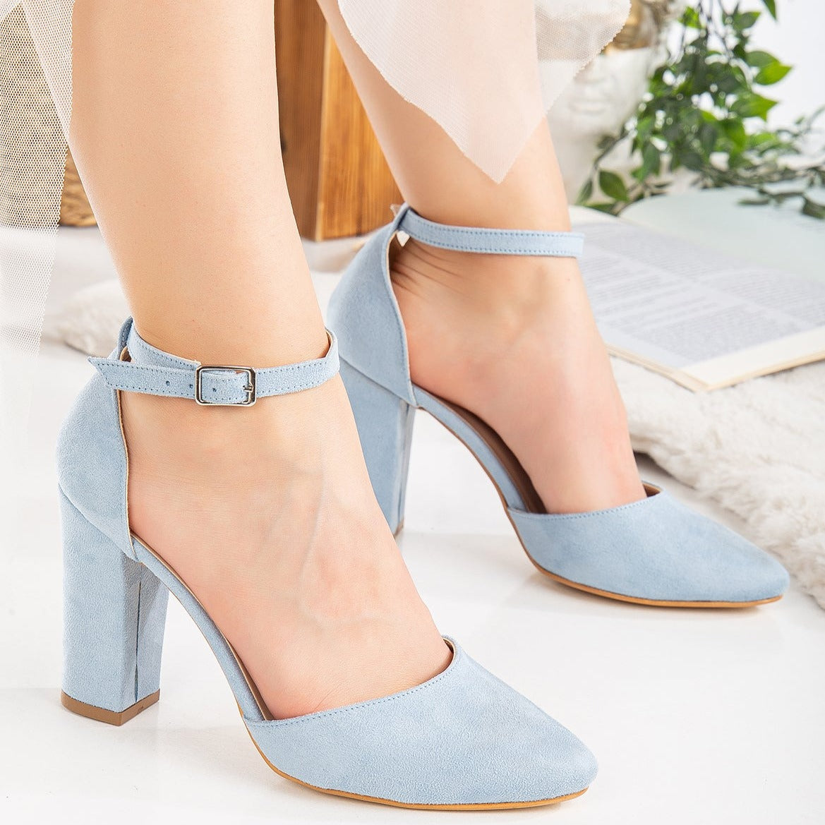 Gisele - Baby Blue Suede Wedding Heels