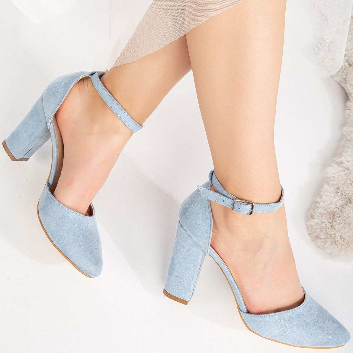 Gisele - Baby Blue Suede Wedding Heels