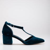 Anicette - Teal Blue Velvet Pumps