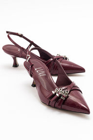 Woss - Burgundy Patent Belt Detail Heeled Shoe (Women)