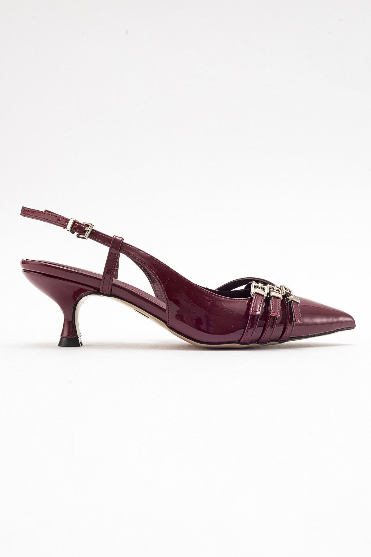 Woss - Burgundy Patent Belt Detail Heeled Shoe (Women)