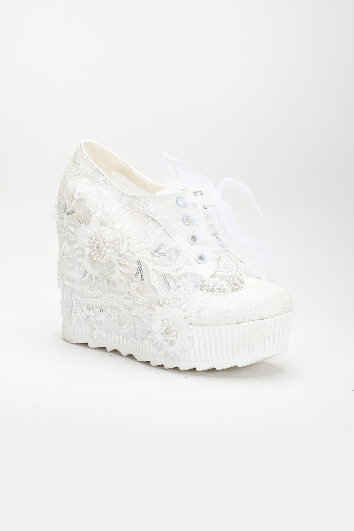Sheri - Ivory Lace Wedding Sneakers