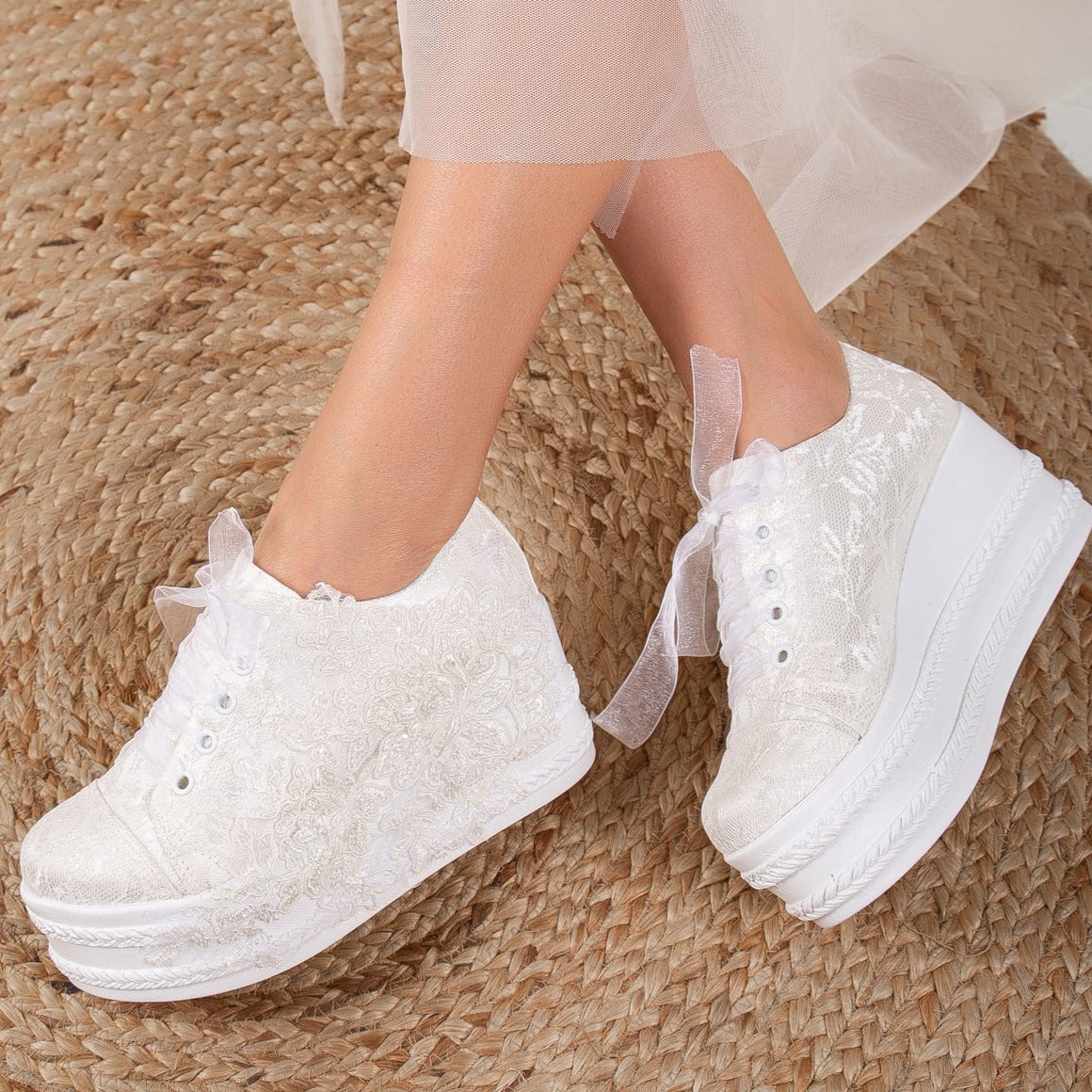 Claudine - Ivory Lace Wedding Sneakers