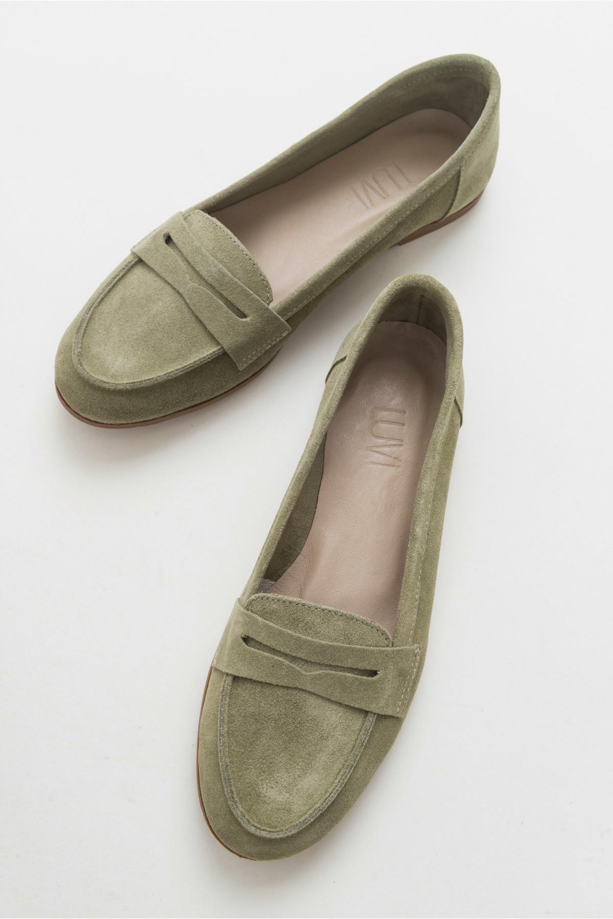 F02 - Light Green Genuine Suede Leather Loafer (Women)
