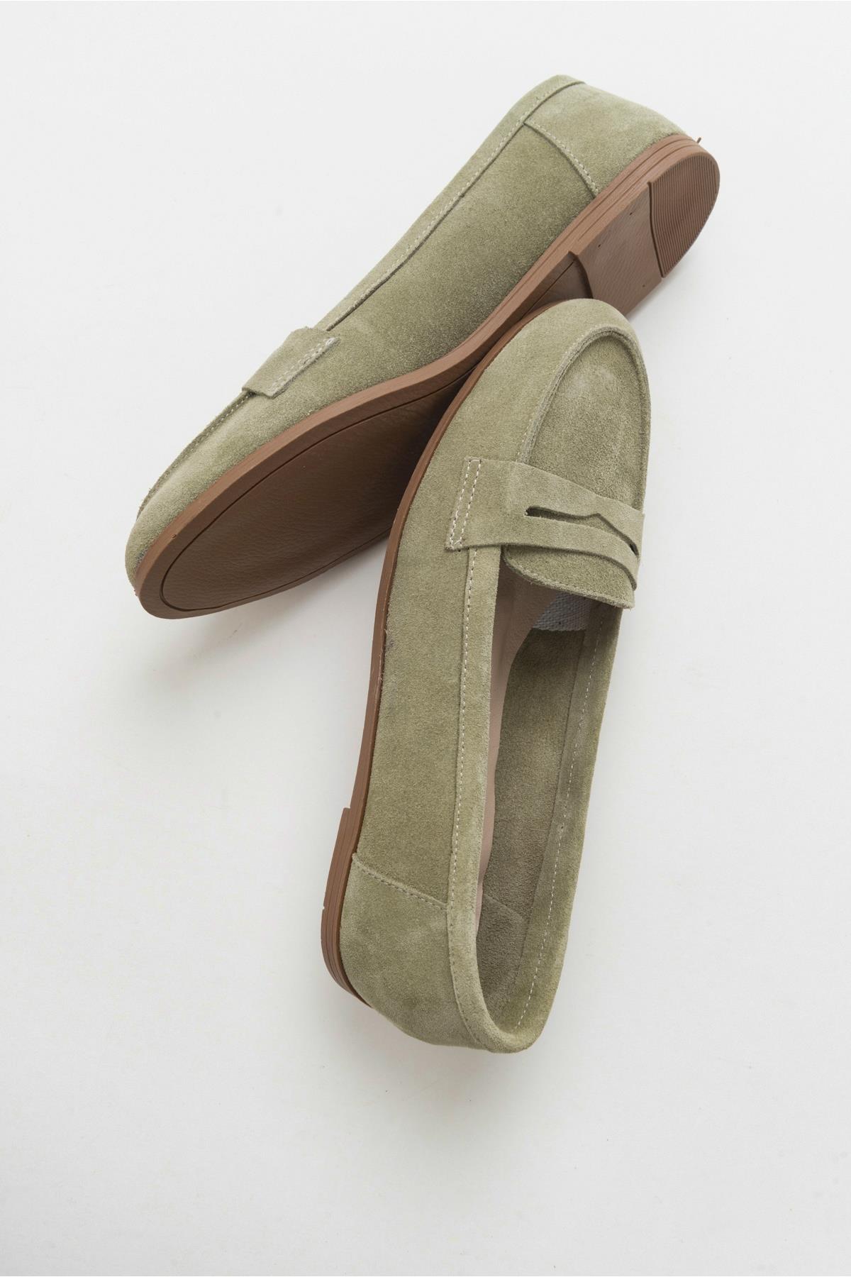 F02 - Light Green Genuine Suede Leather Loafer (Women)