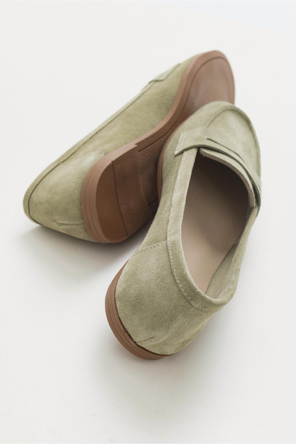 F02 - Light Green Genuine Suede Leather Loafer (Women)
