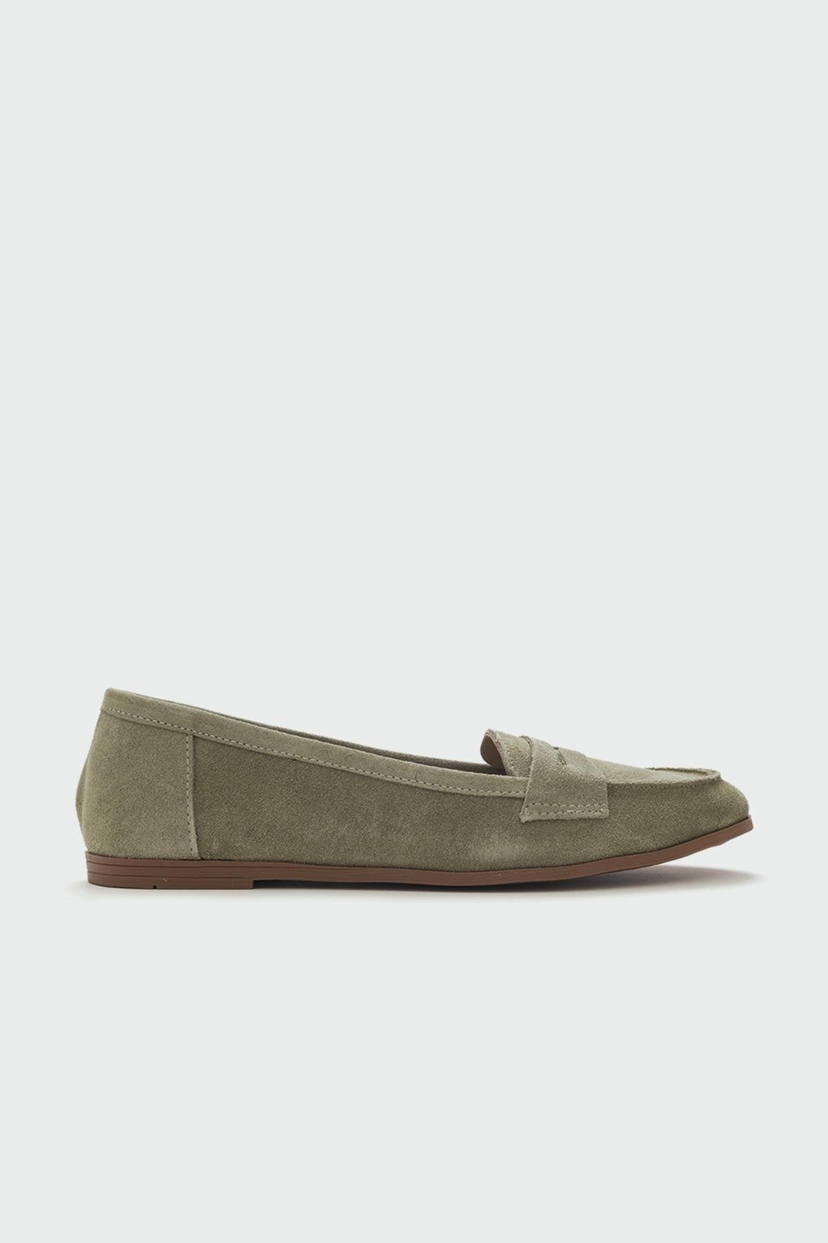 F02 - Light Green Genuine Suede Leather Loafer (Women)
