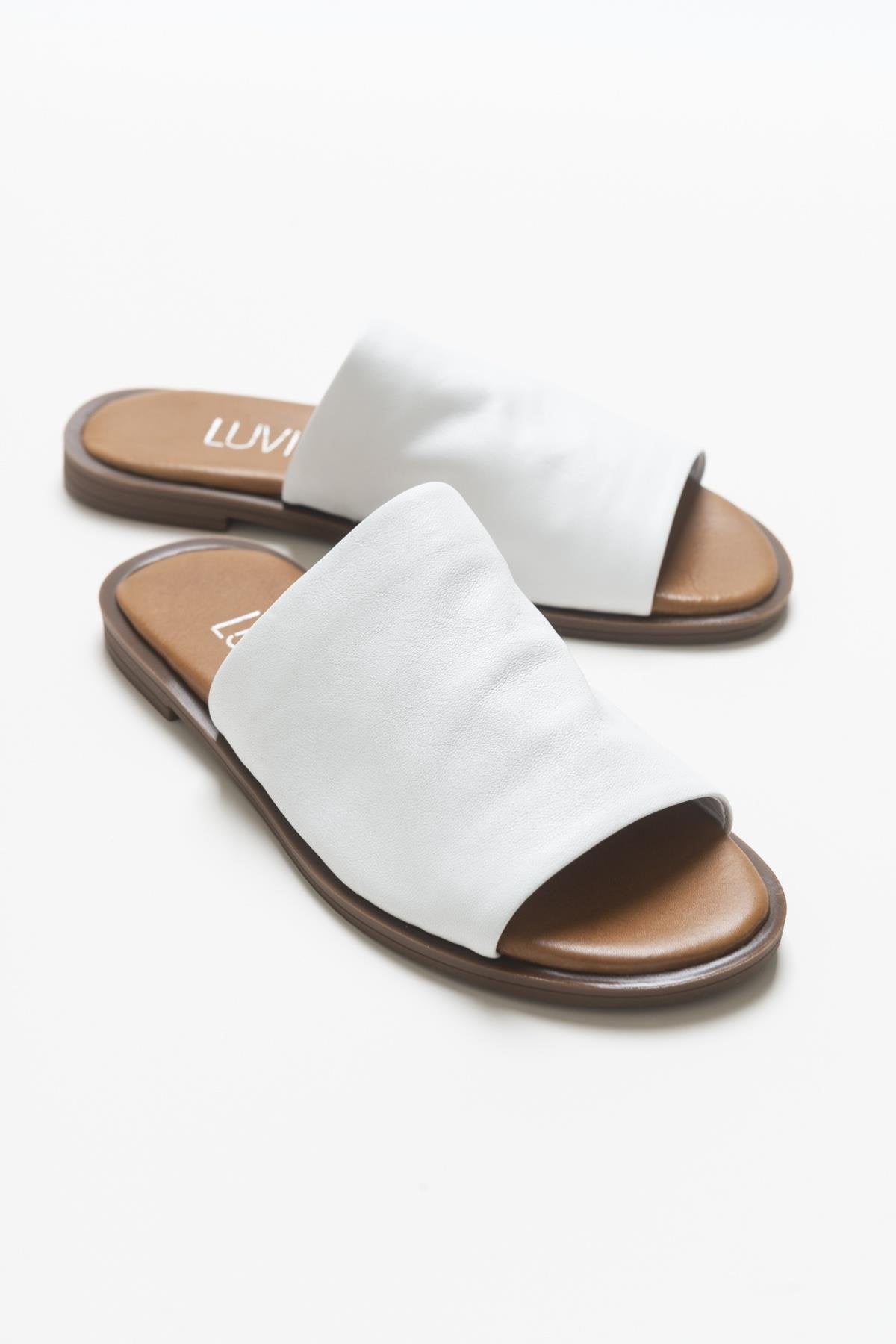 Clau - White Genuine Leather Slide (Women)