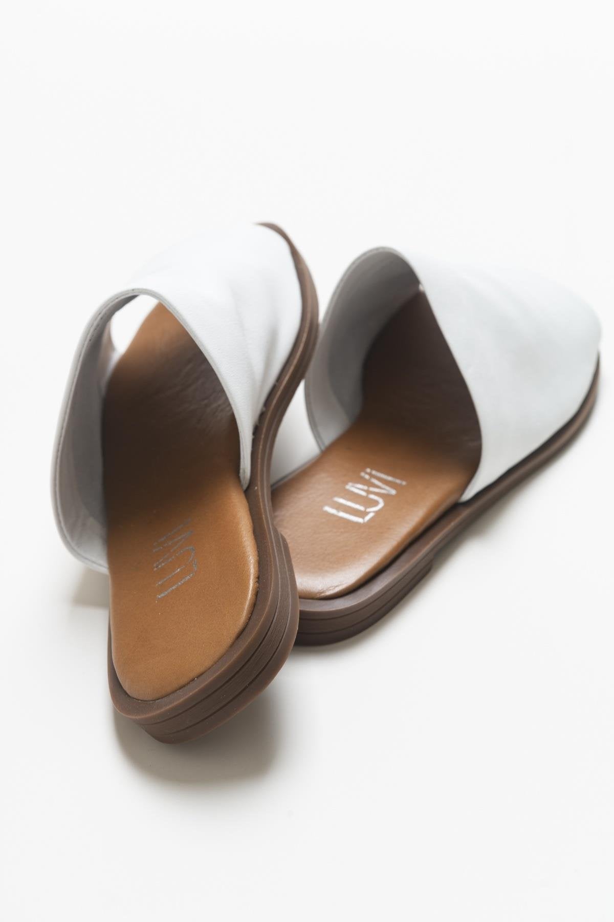 Clau - White Genuine Leather Slide (Women)