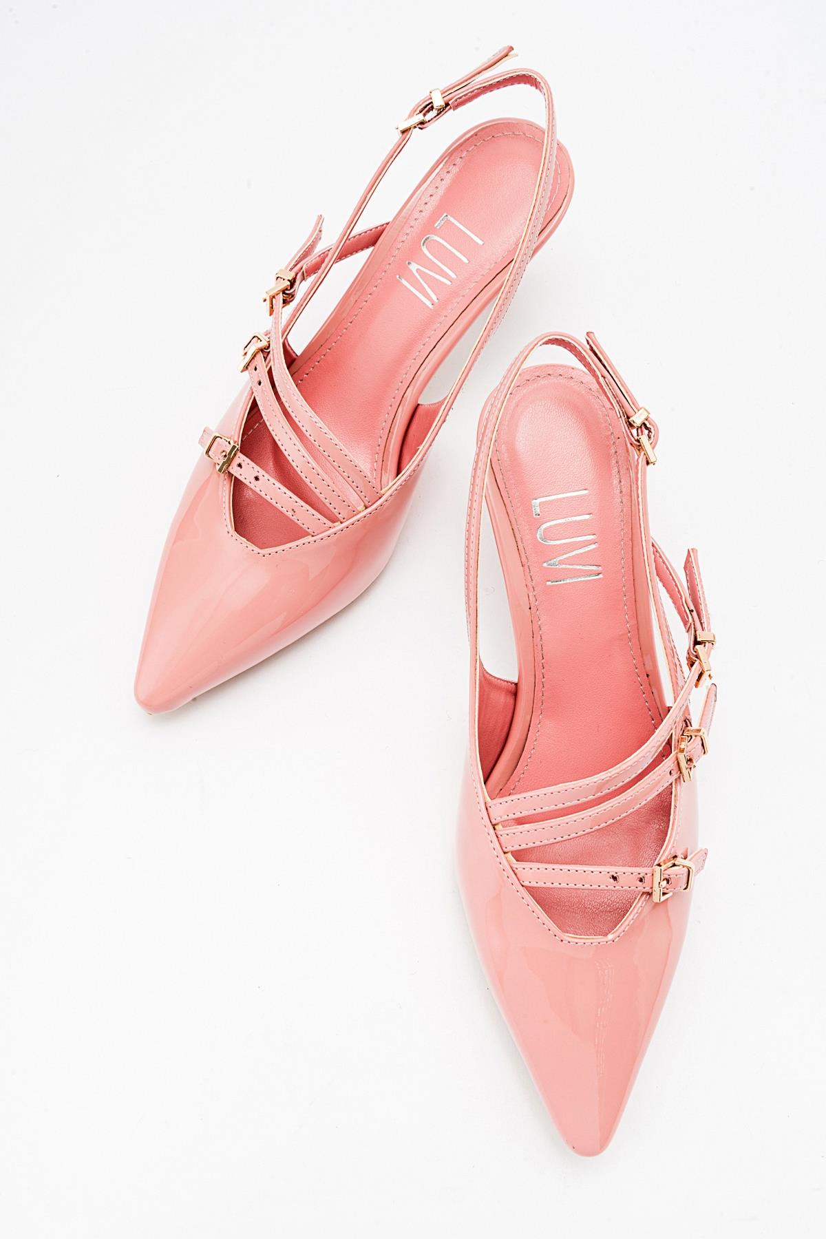 Magra Blush Patent Pointed-Toe Slingback Stiletto (Women)