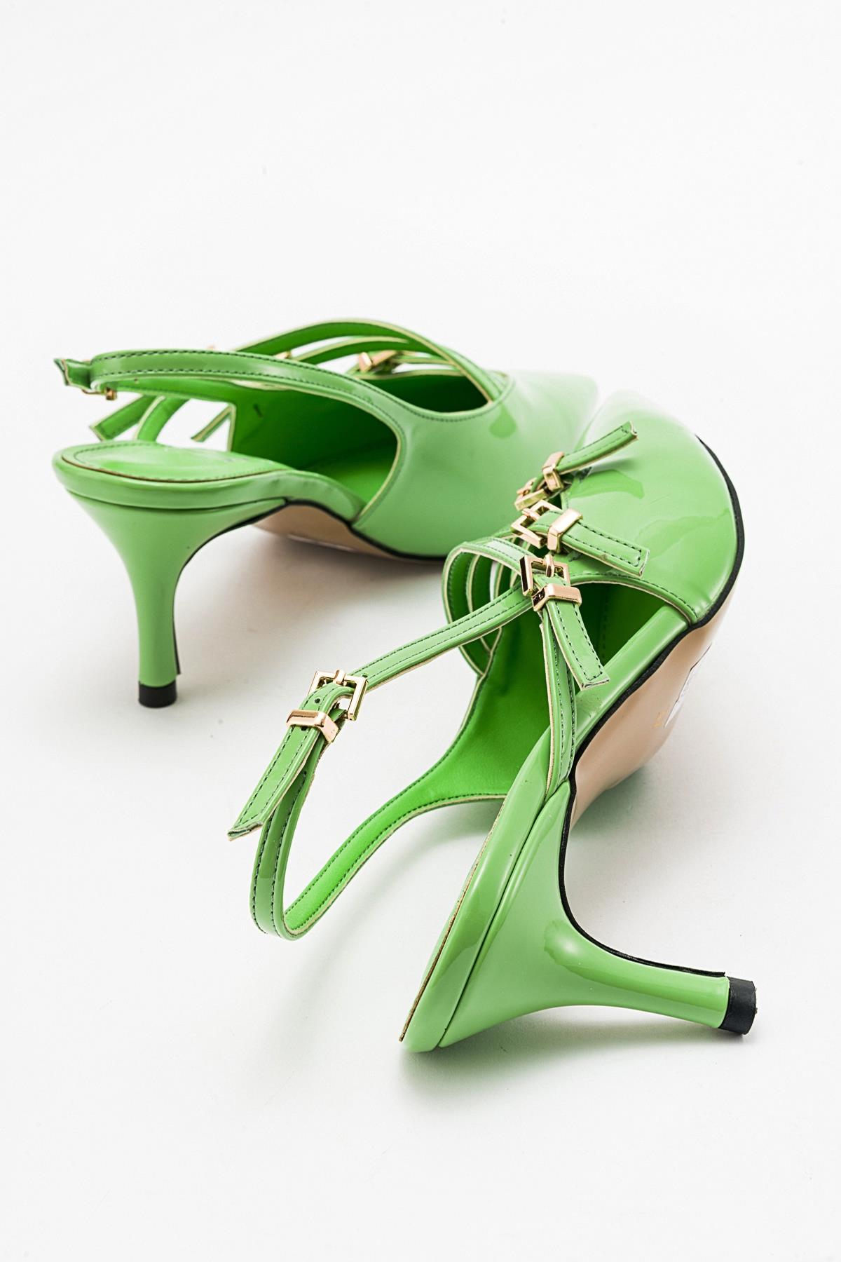 Magra Green Patent Pointed-Toe Slingback Stiletto (Women)