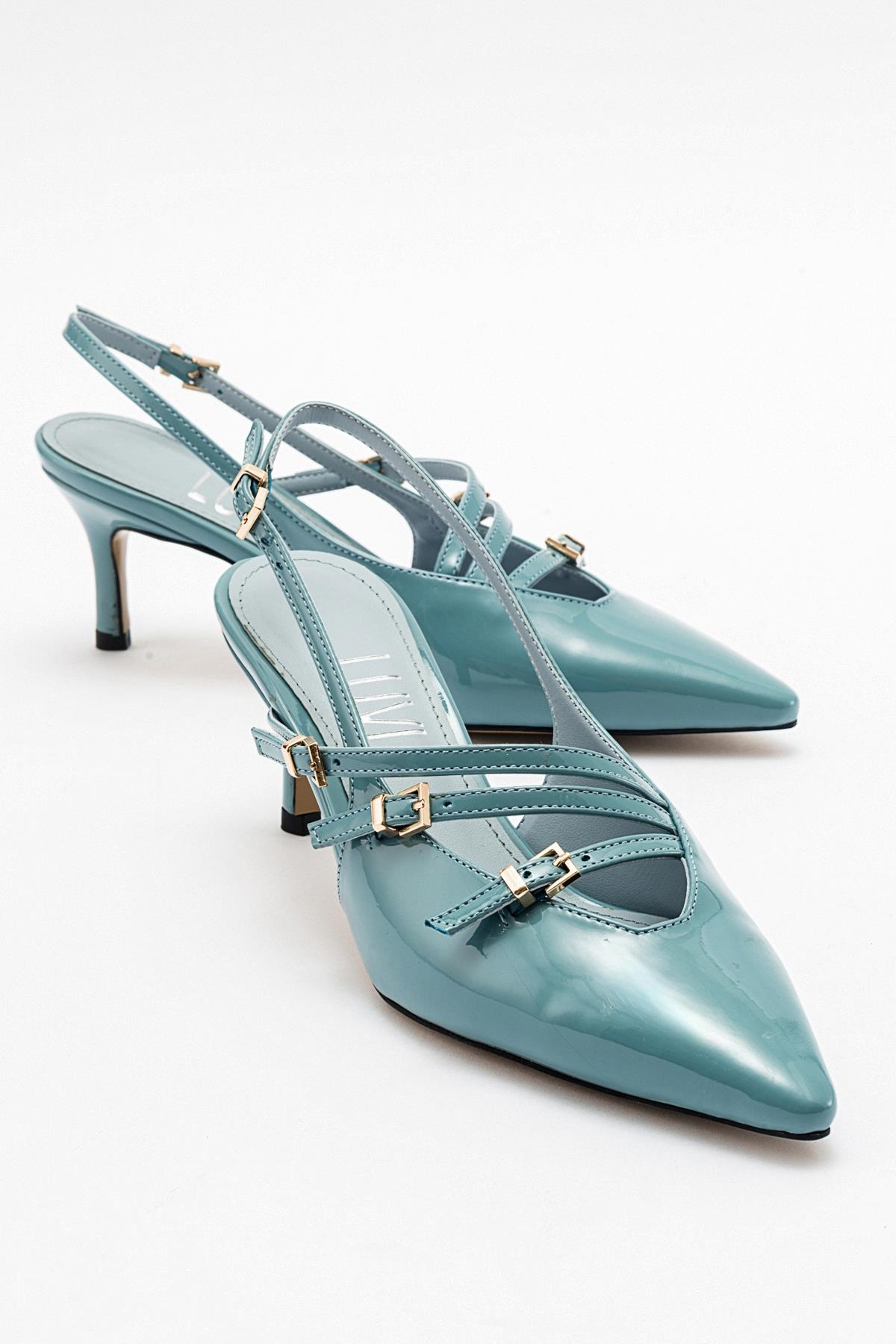 Magra Blue Patent Pointed-Toe Slingback Stiletto (Women)