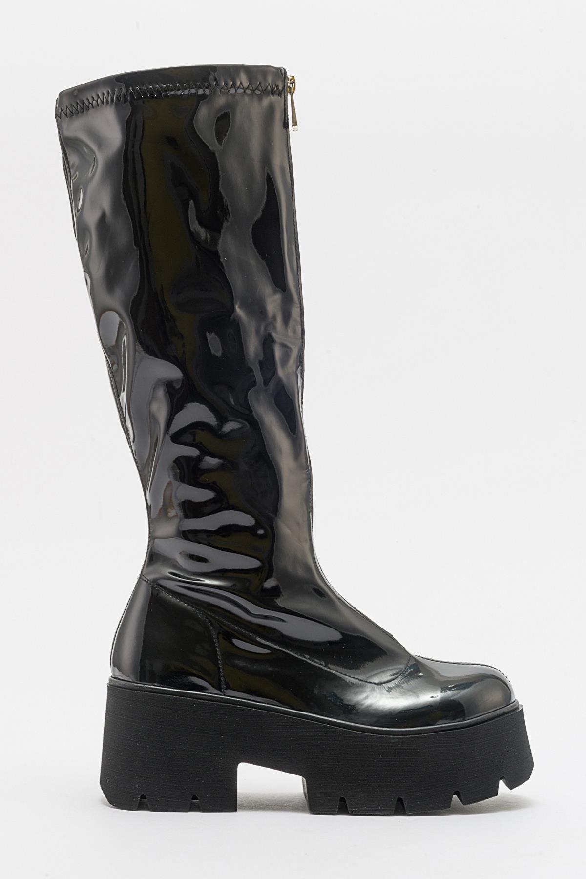 Amaronte - Black Patent Thick Sole Boot (Women)