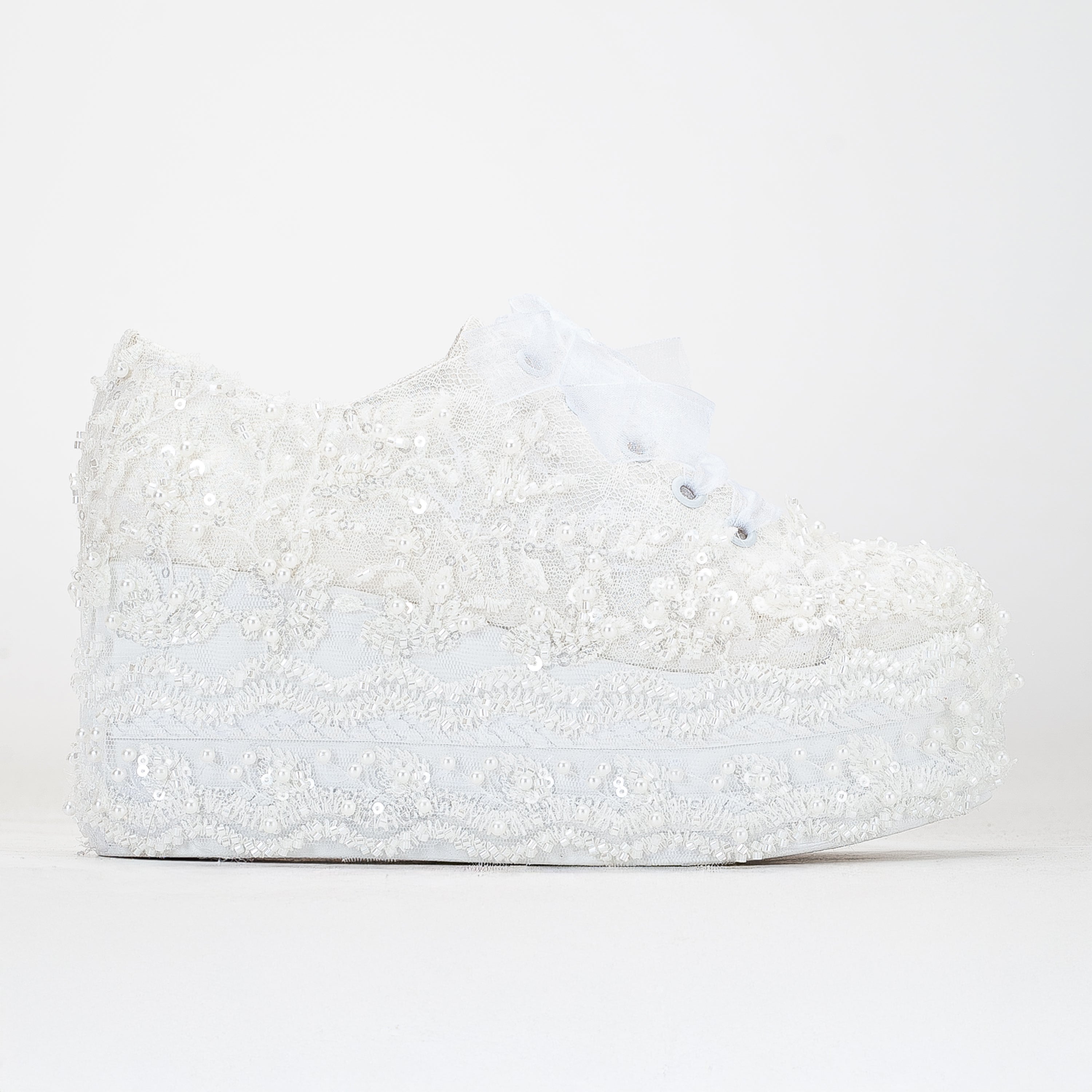 Florette - Ivory Lace Platform Bridal Sneakers