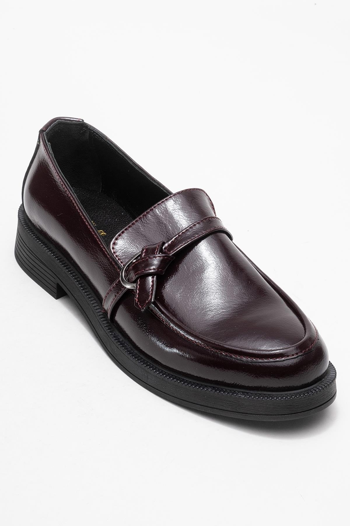 Galea - Burgundy Patent Buckle Genuine Leather Loafer (Women)