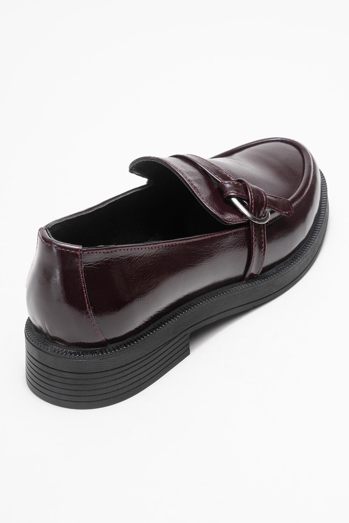 Galea - Burgundy Patent Buckle Genuine Leather Loafer (Women)