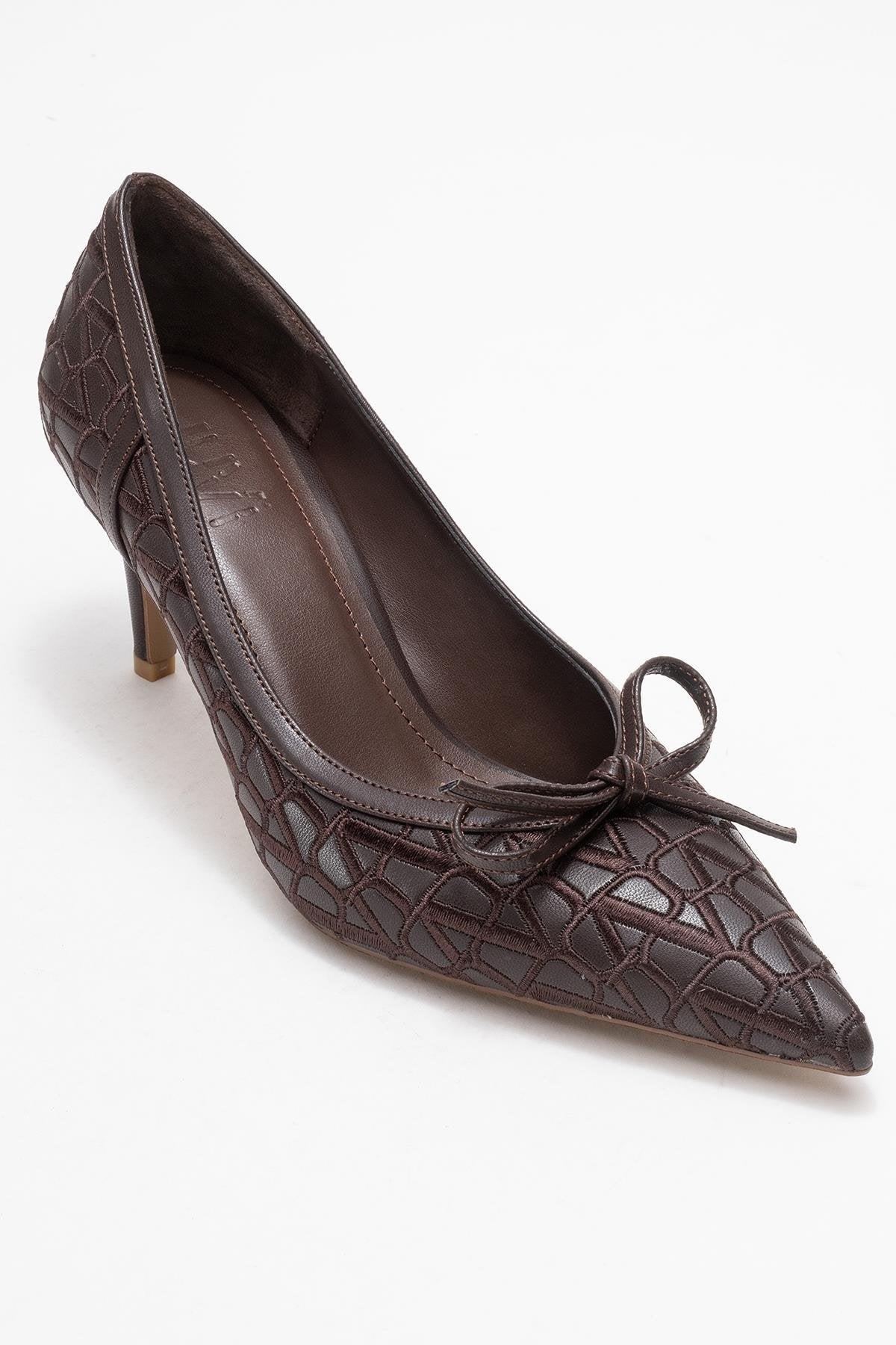 Camden - Brown Patterned Bow Pump (Women)