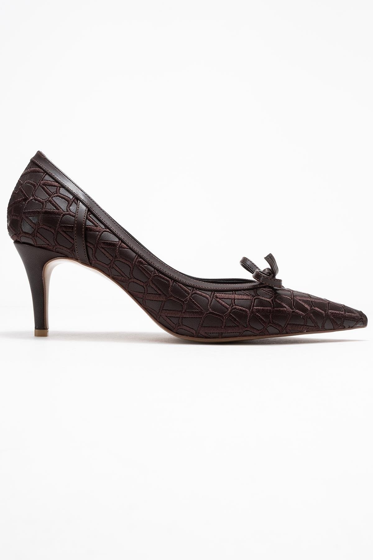 Camden - Brown Patterned Bow Pump (Women)