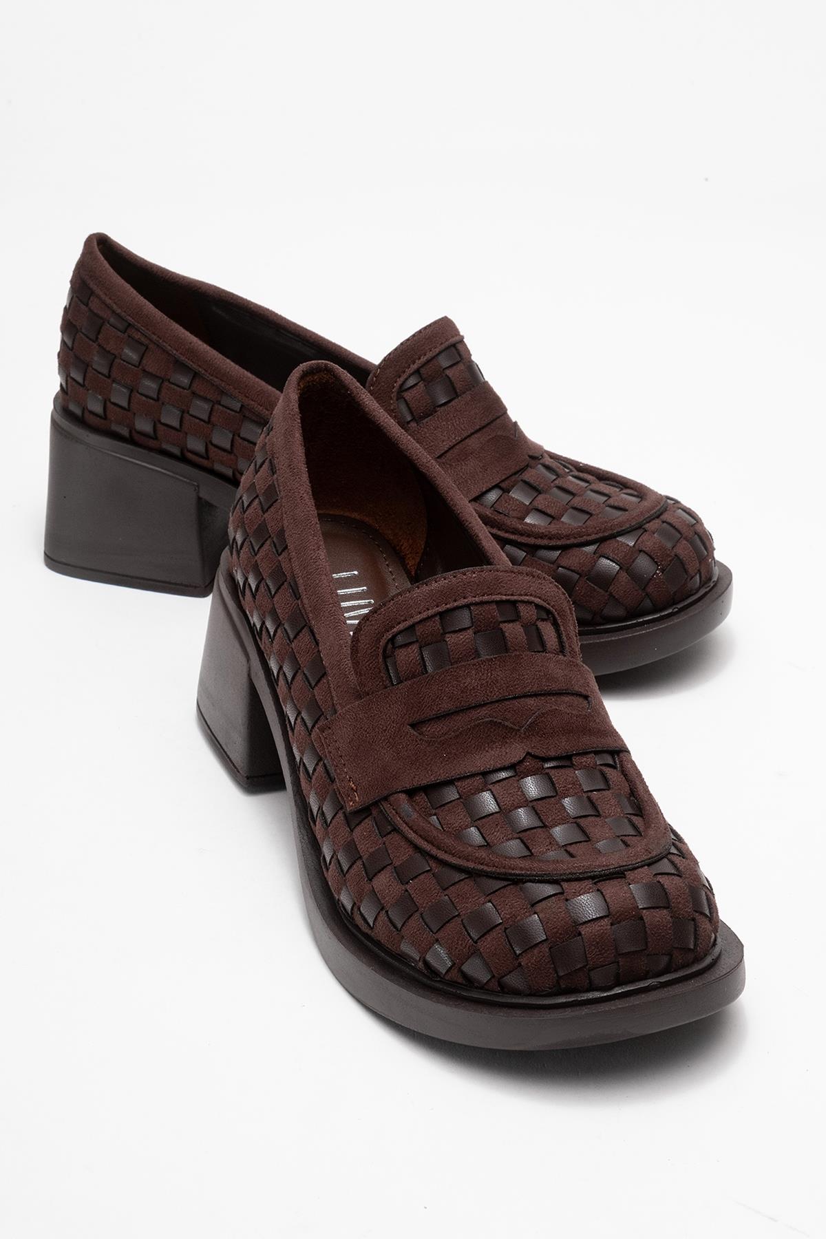 Marlon - Brown Woven Block Heel Shoe (Women)