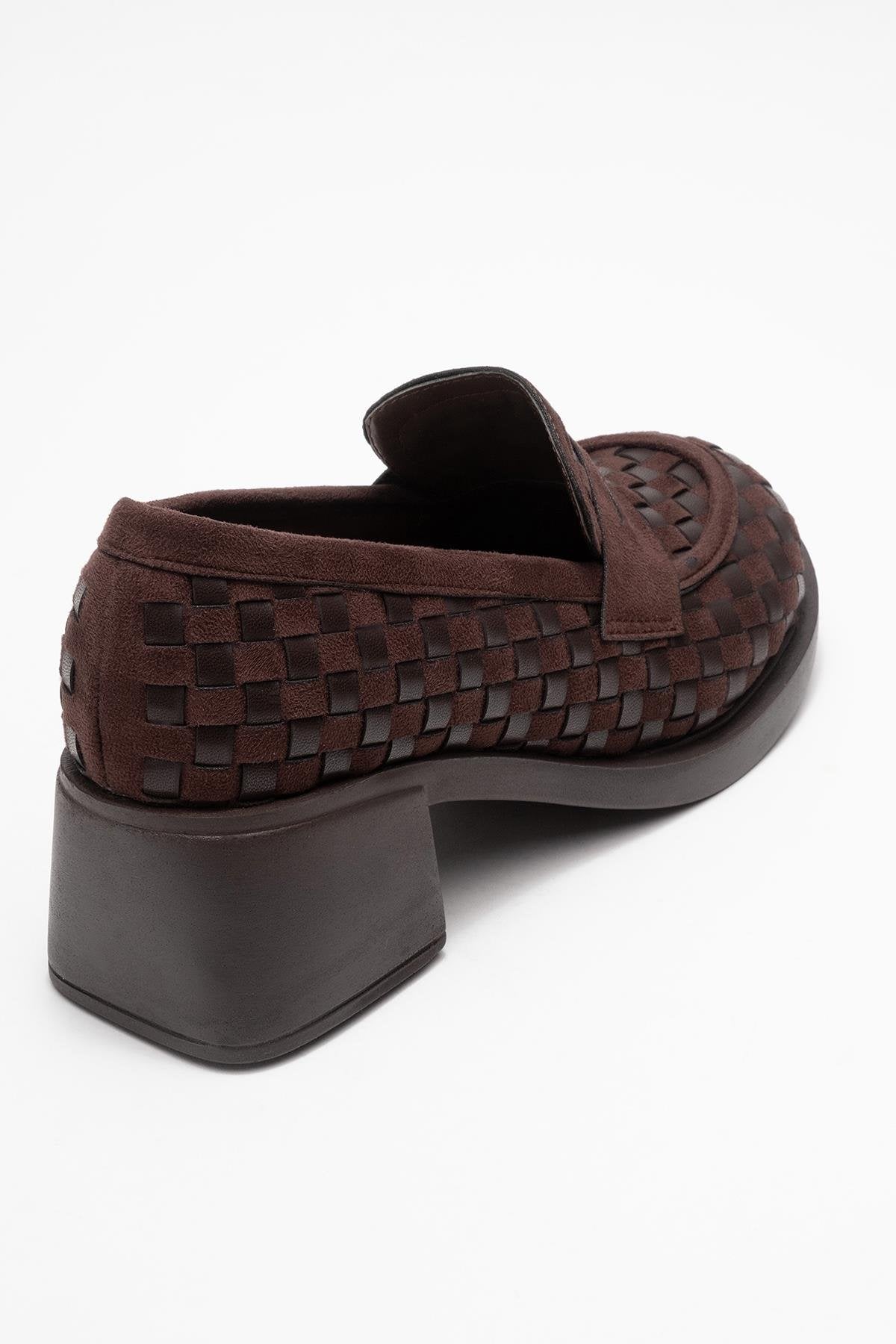 Marlon - Brown Woven Block Heel Shoe (Women)