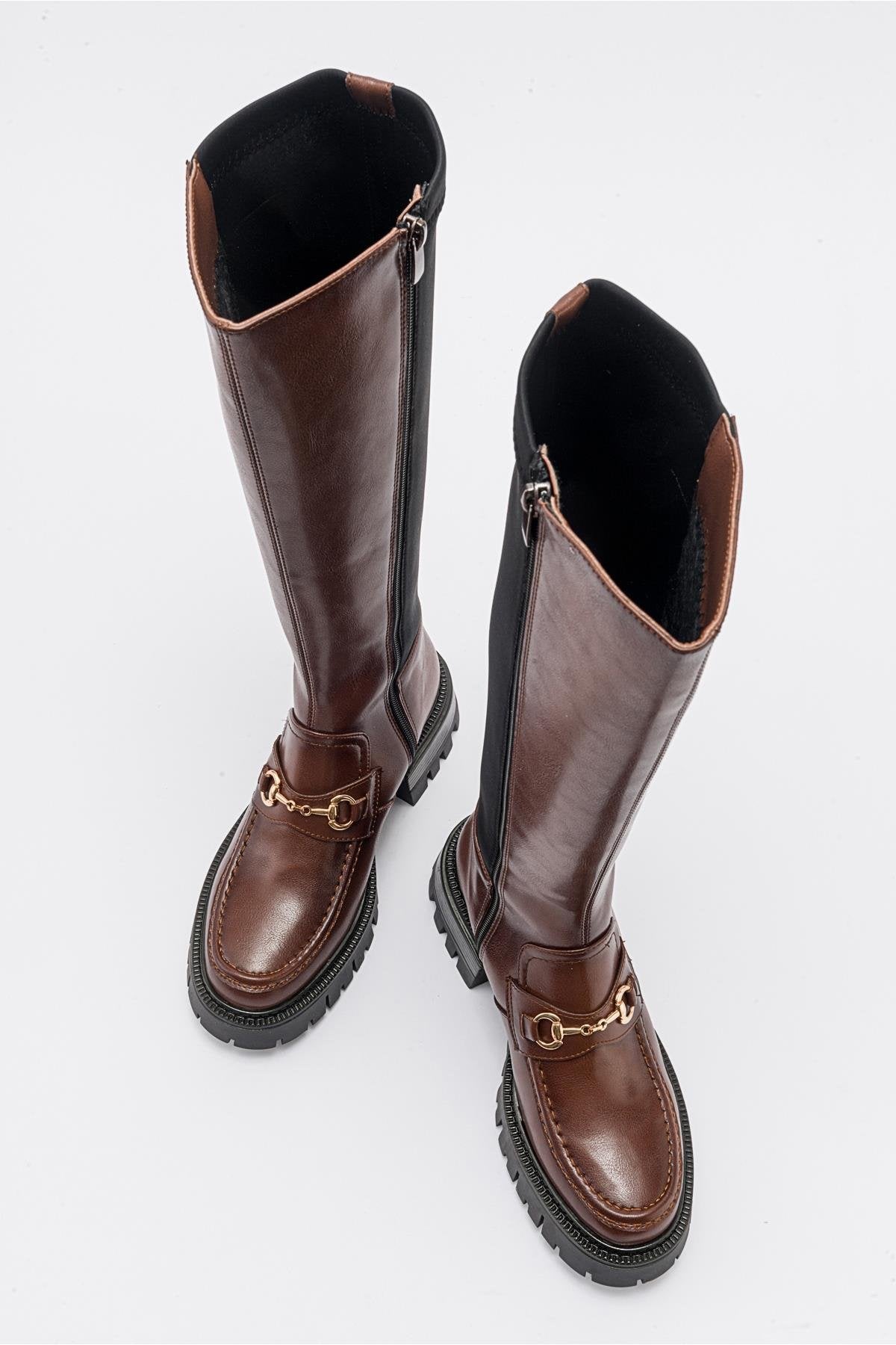 Chapel - Cognac Buckle Stretch Boot (Women)