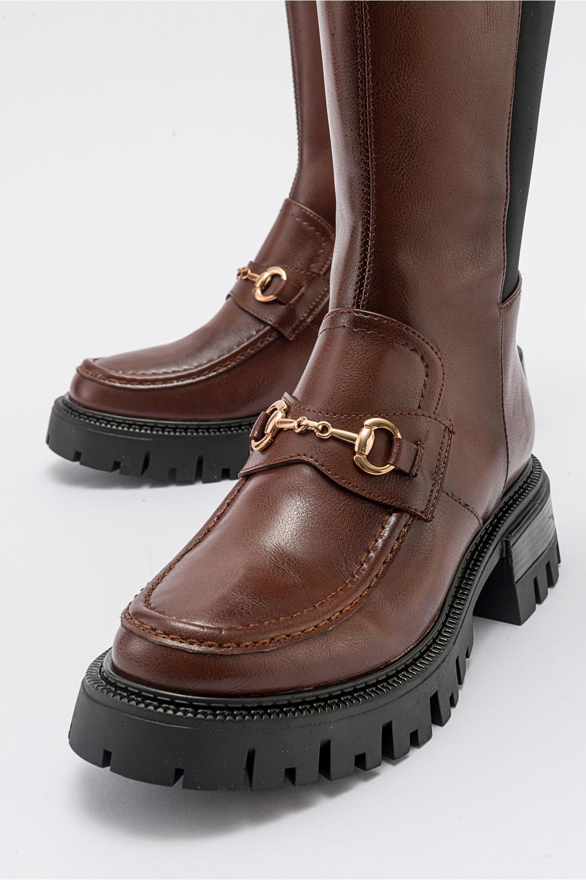 Chapel - Cognac Buckle Stretch Boot (Women)