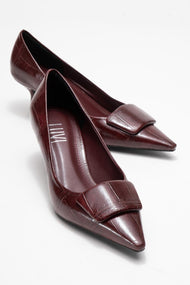 Marcia - Burgundy Printed Buckle Stiletto Heeled Shoe (Women)