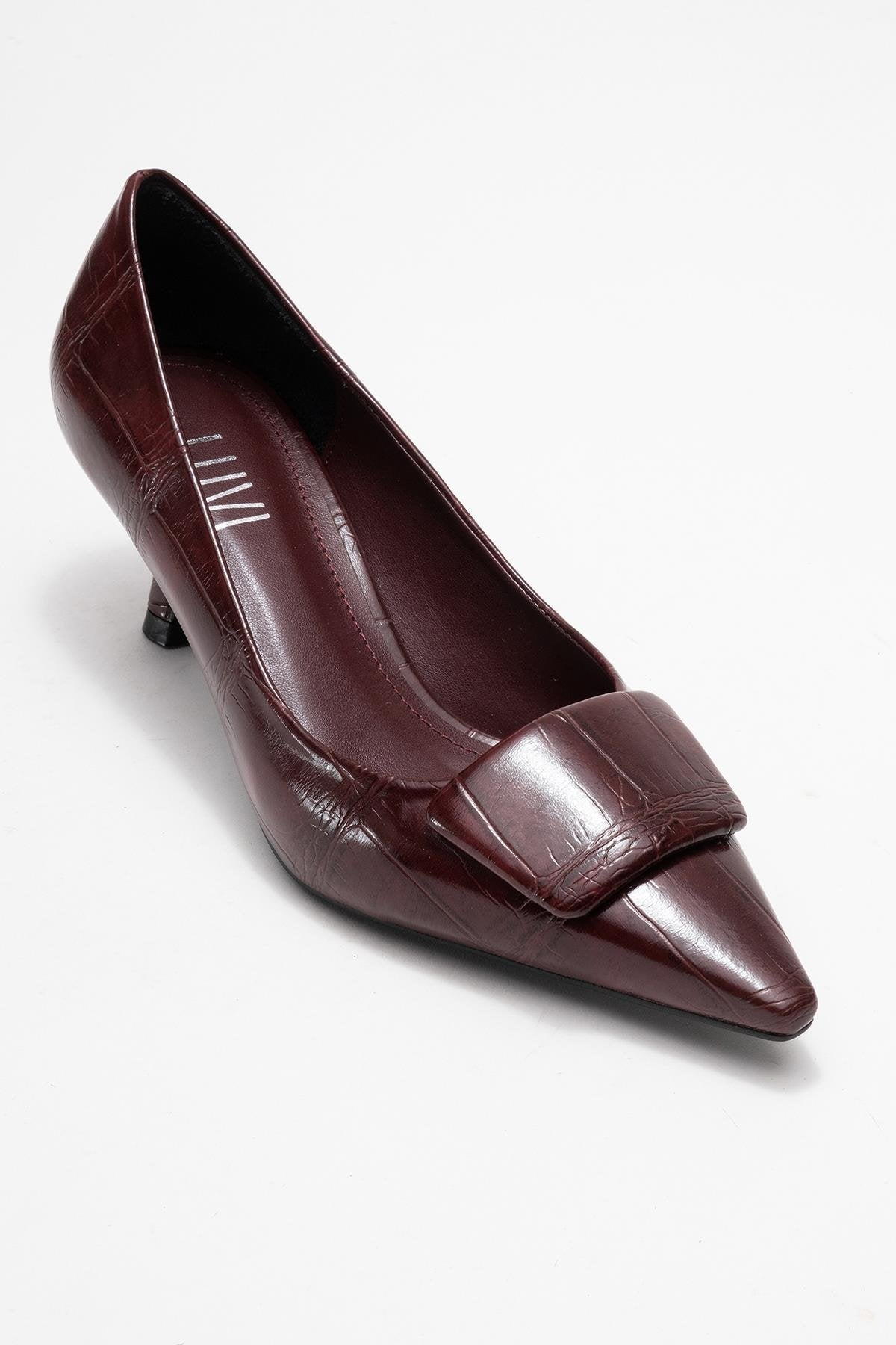 Marcia - Burgundy Printed Buckle Stiletto Heeled Shoe (Women)