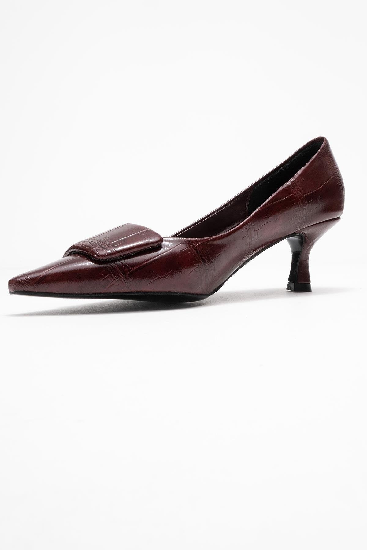 Marcia - Burgundy Printed Buckle Stiletto Heeled Shoe (Women)