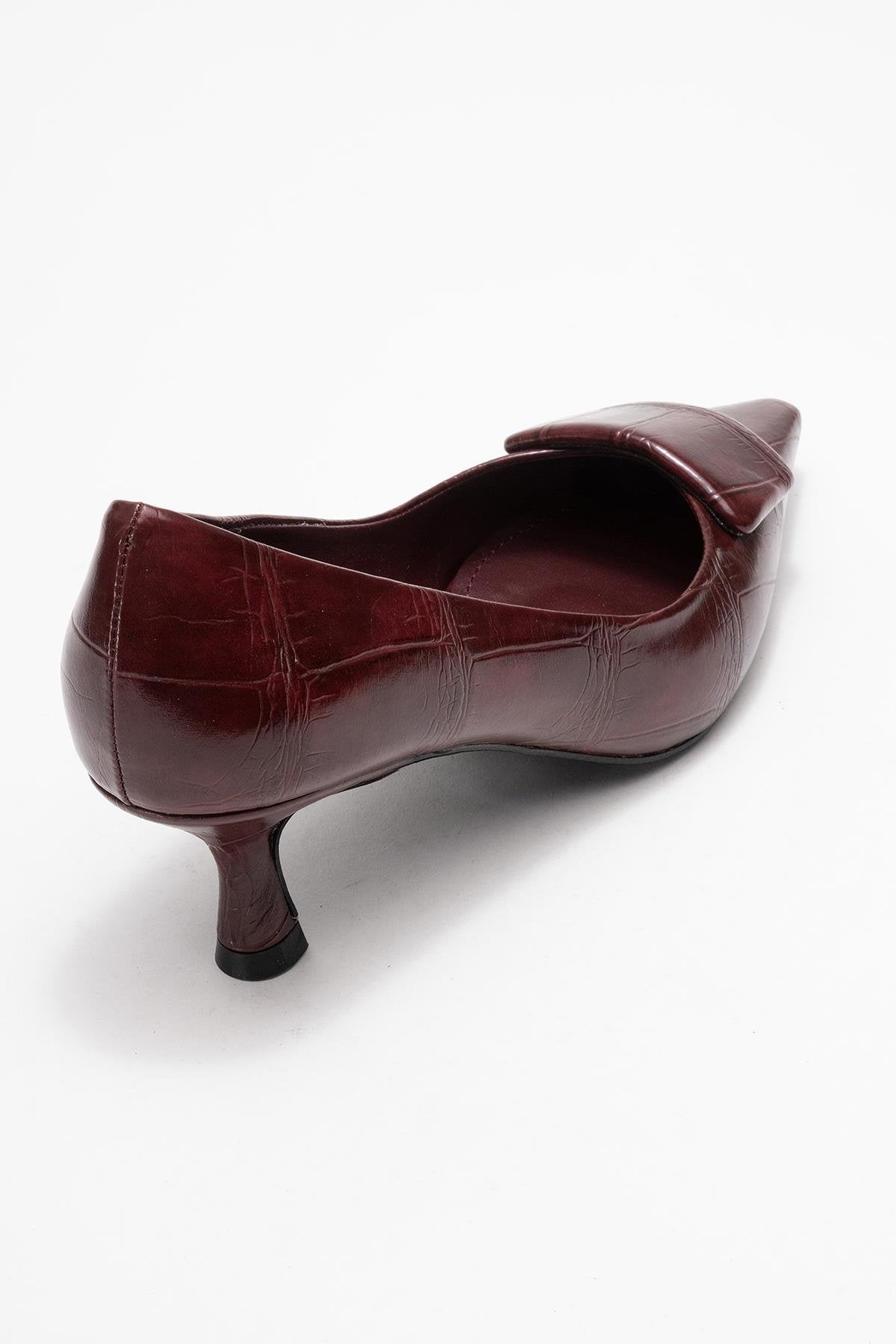 Marcia - Burgundy Printed Buckle Stiletto Heeled Shoe (Women)
