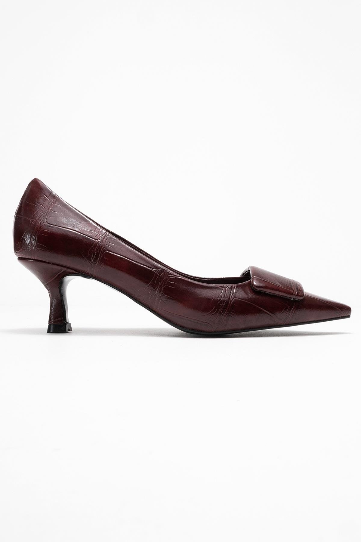 Marcia - Burgundy Printed Buckle Stiletto Heeled Shoe (Women)