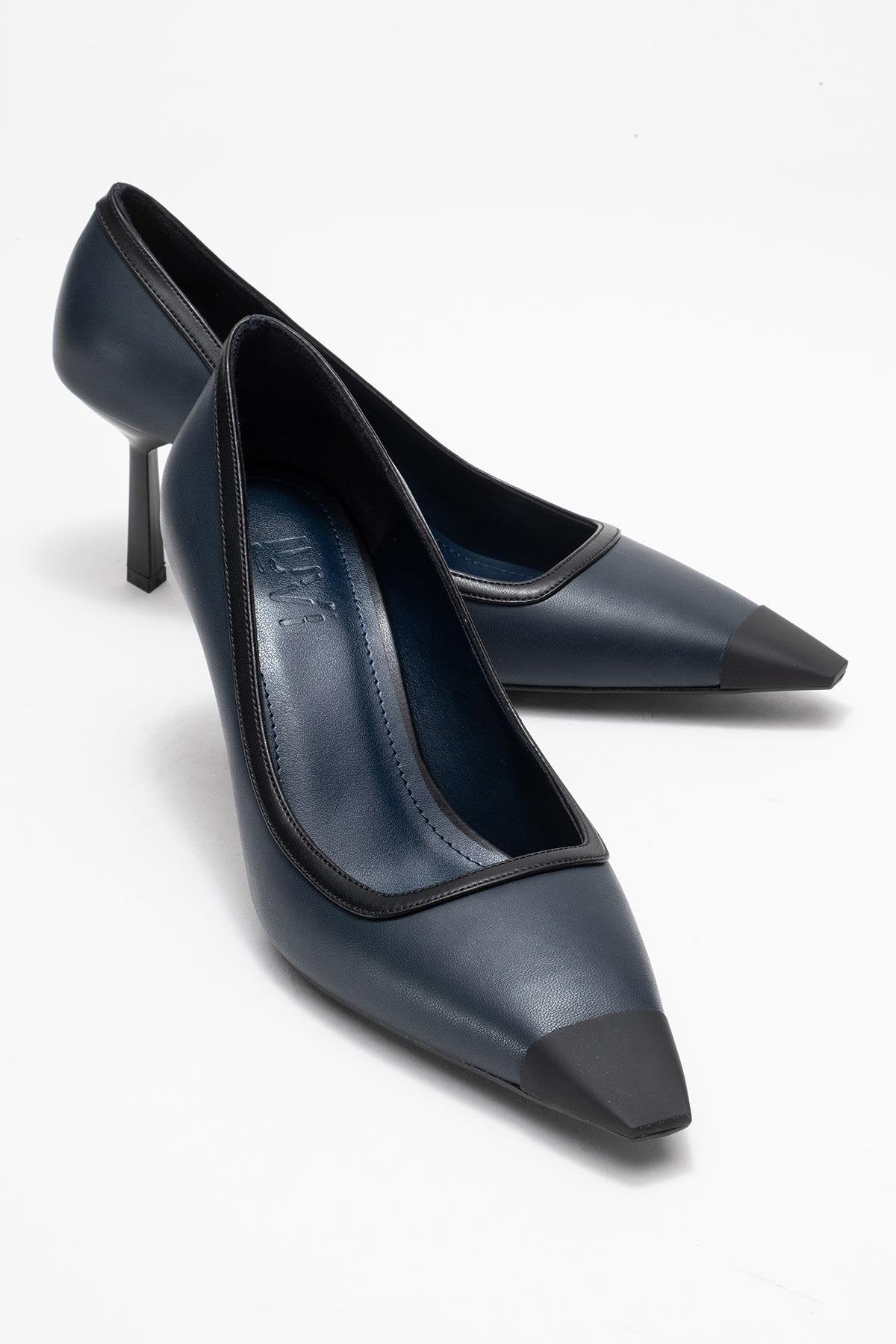 Rona - Navy Matte Toe Heeled Shoe (Women)