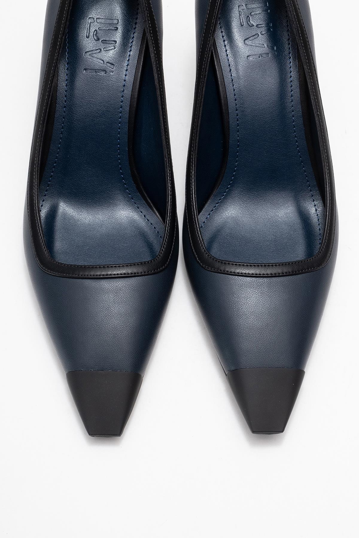 Rona - Navy Matte Toe Heeled Shoe (Women)