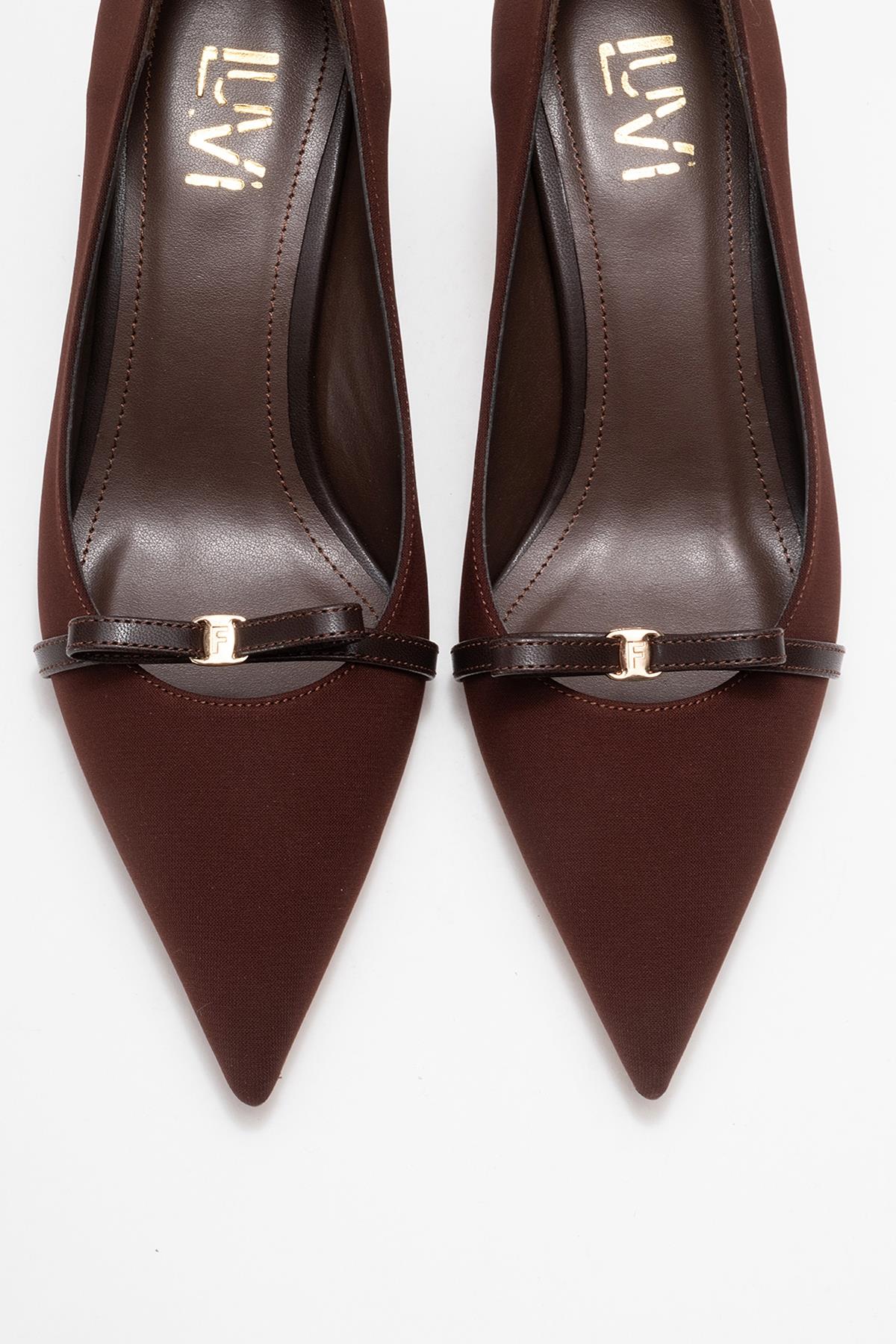 Annie - Brown Bow Heeled Shoe (Women)
