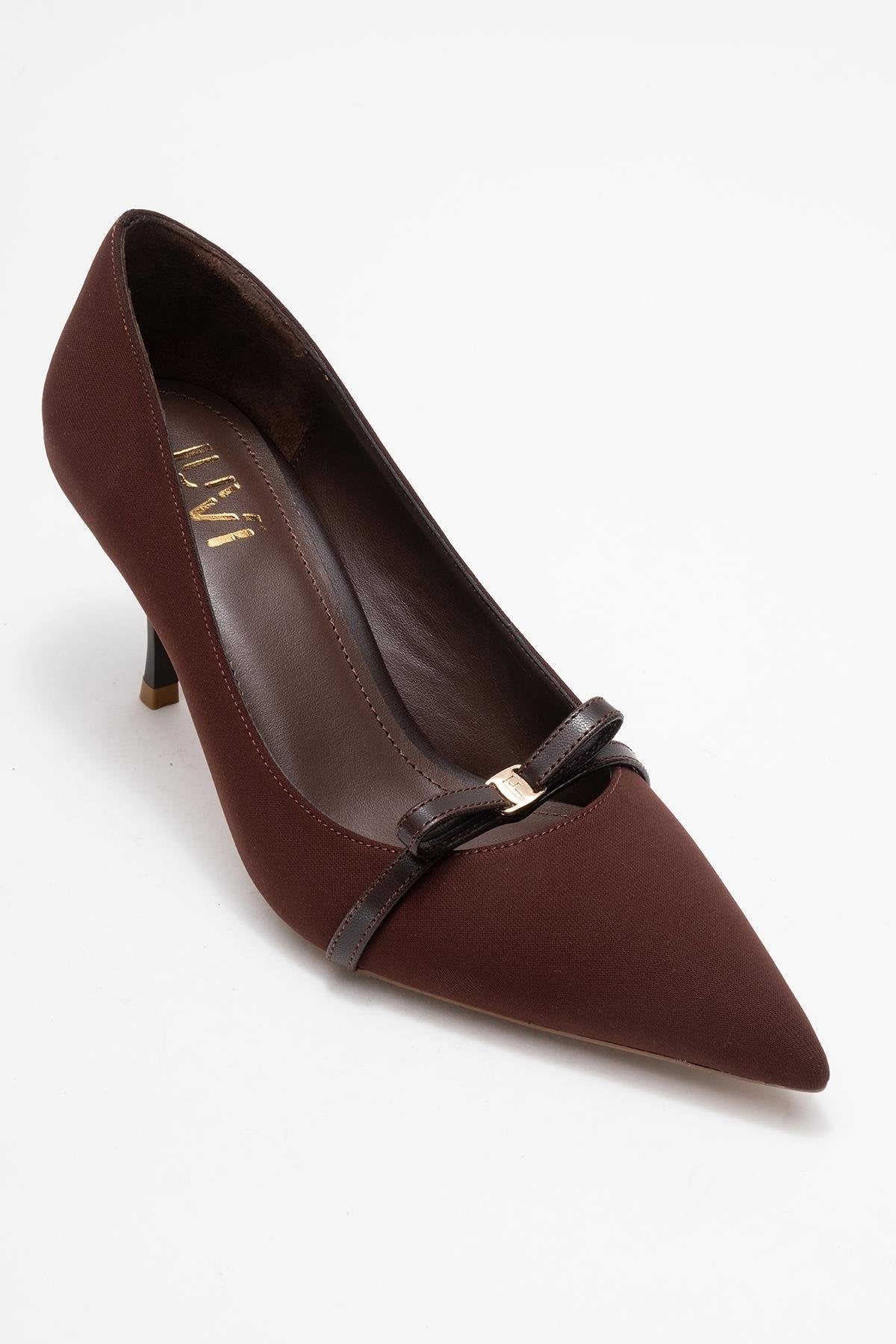 Annie - Brown Bow Heeled Shoe (Women)