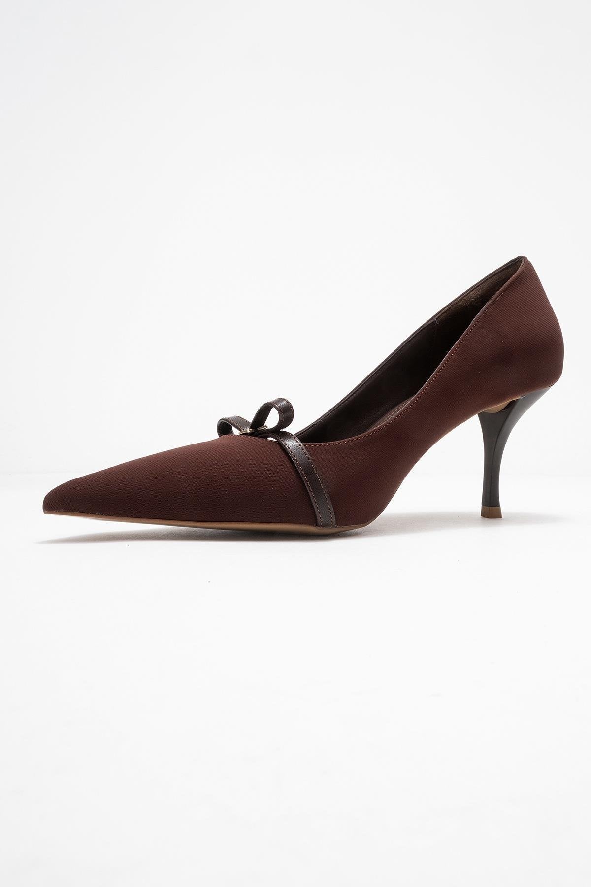 Annie - Brown Bow Heeled Shoe (Women)