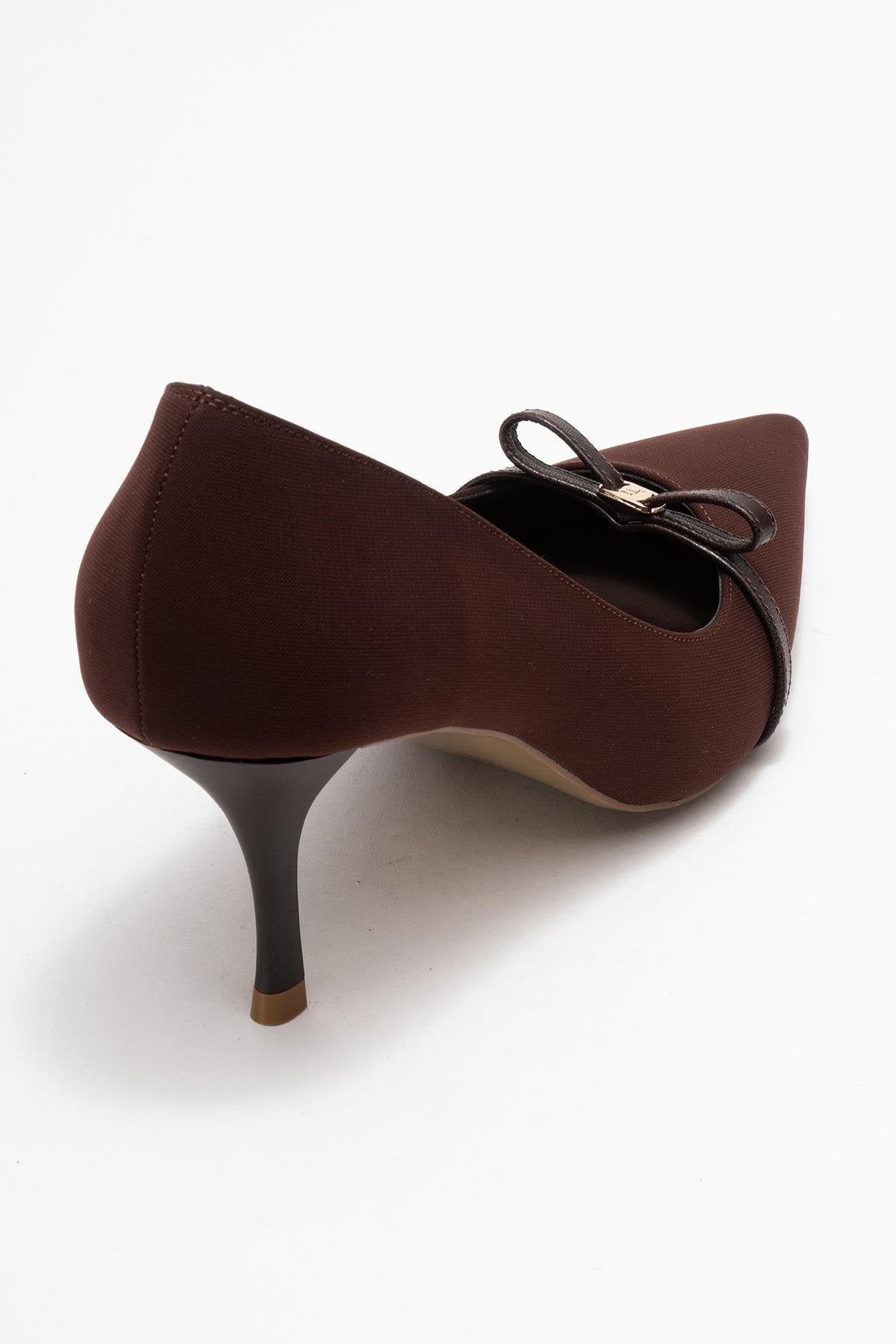 Annie - Brown Bow Heeled Shoe (Women)
