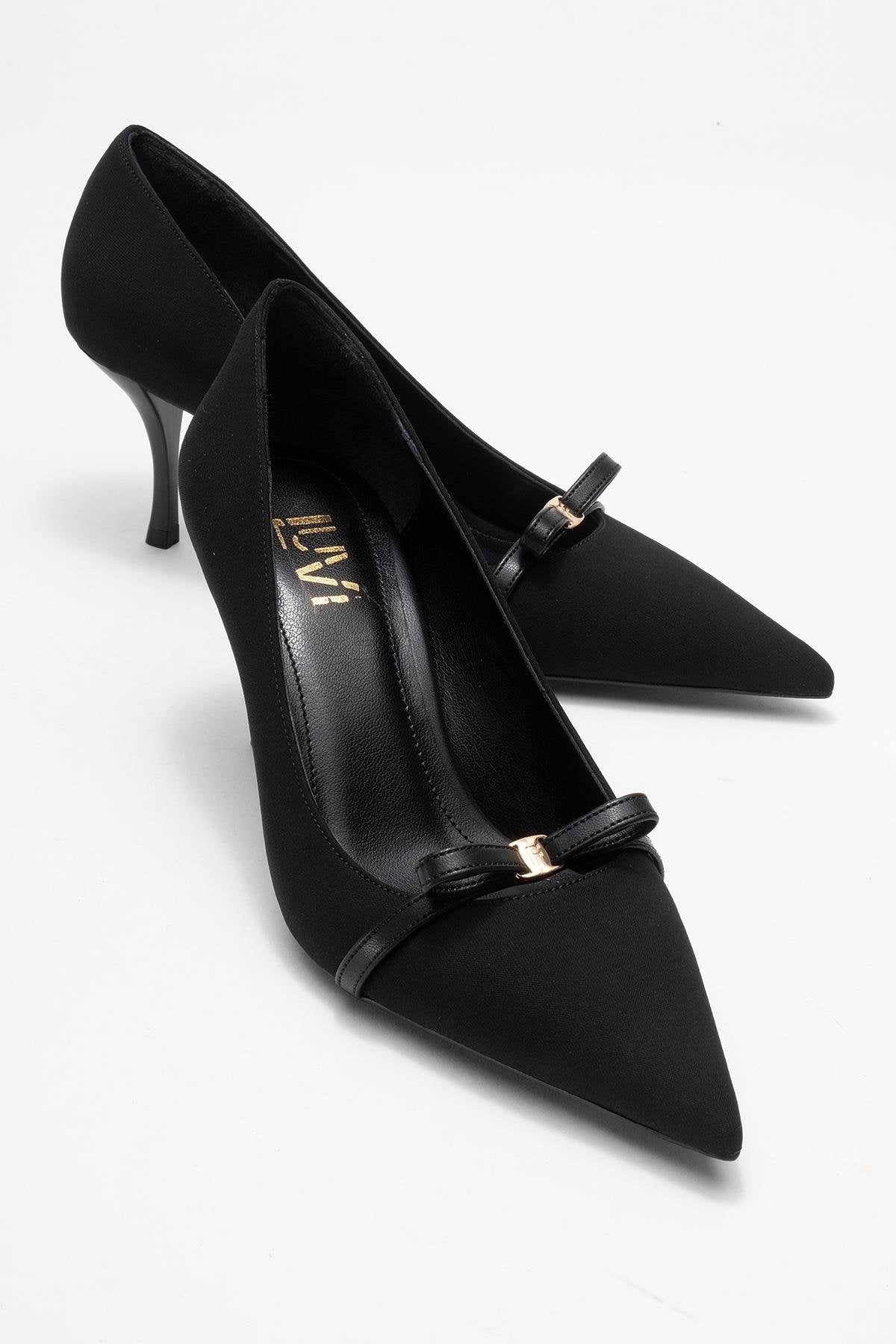 Annie - Black Bow Heeled Shoe (Women)