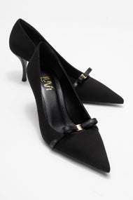 Annie - Black Bow Heeled Shoe (Women)
