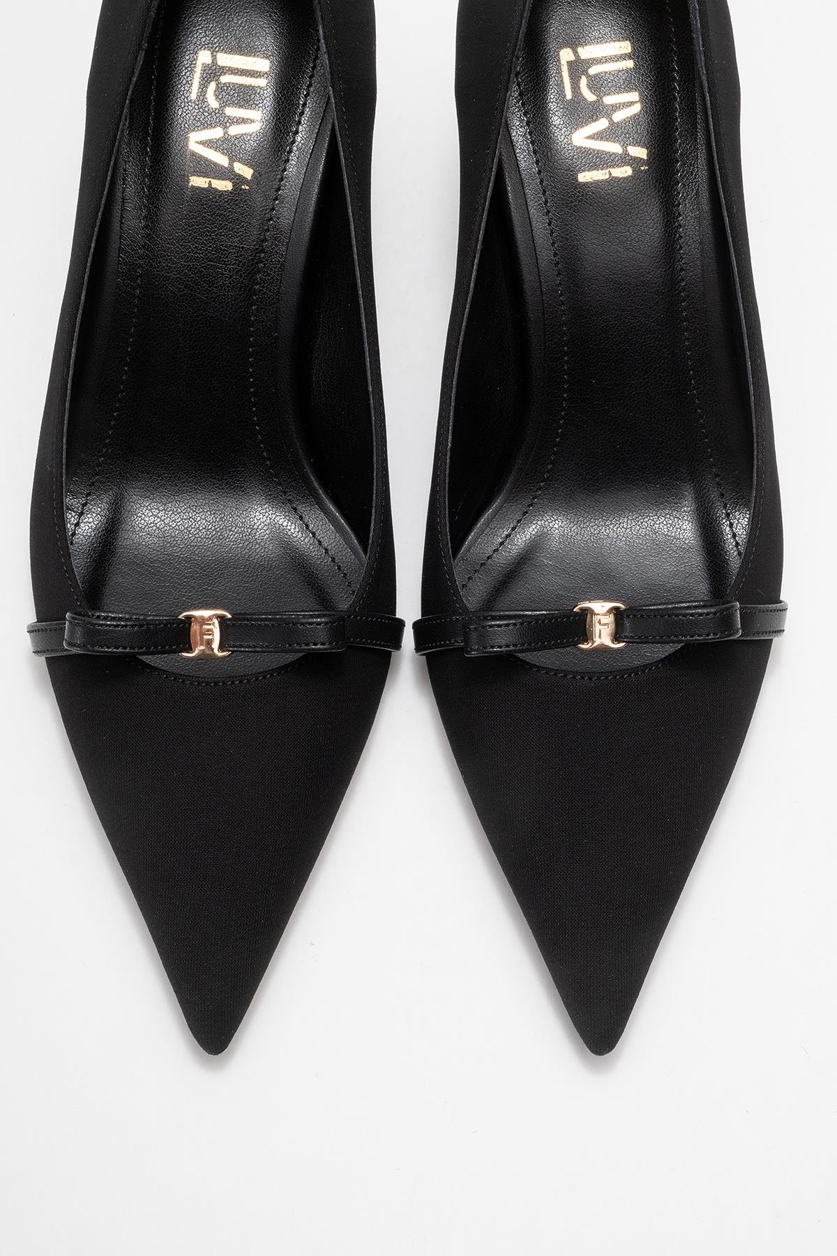 Annie - Black Bow Heeled Shoe (Women)