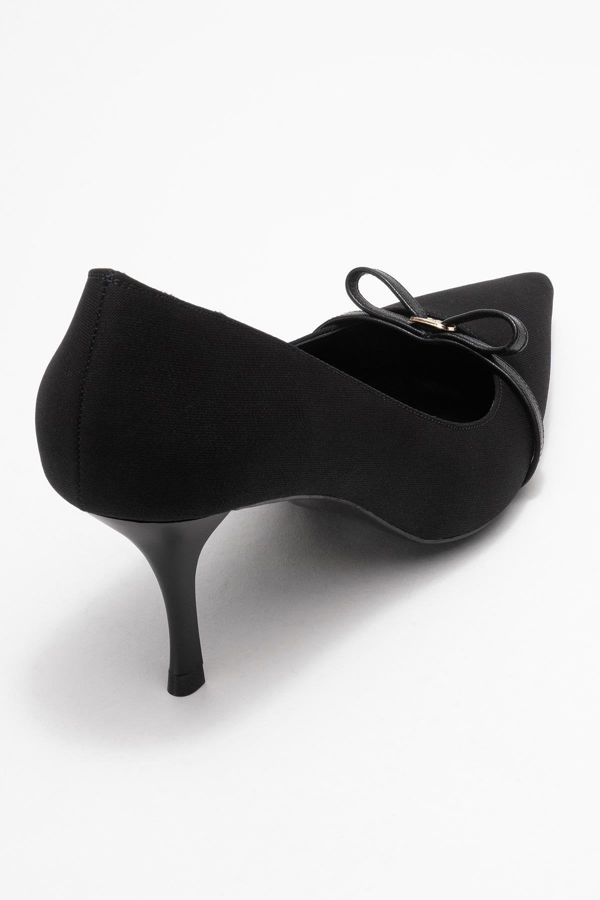 Annie - Black Bow Heeled Shoe (Women)