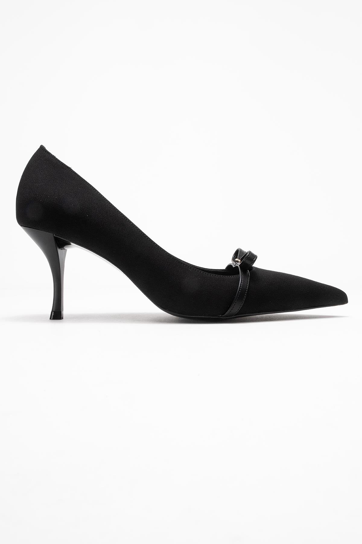Annie - Black Bow Heeled Shoe (Women)