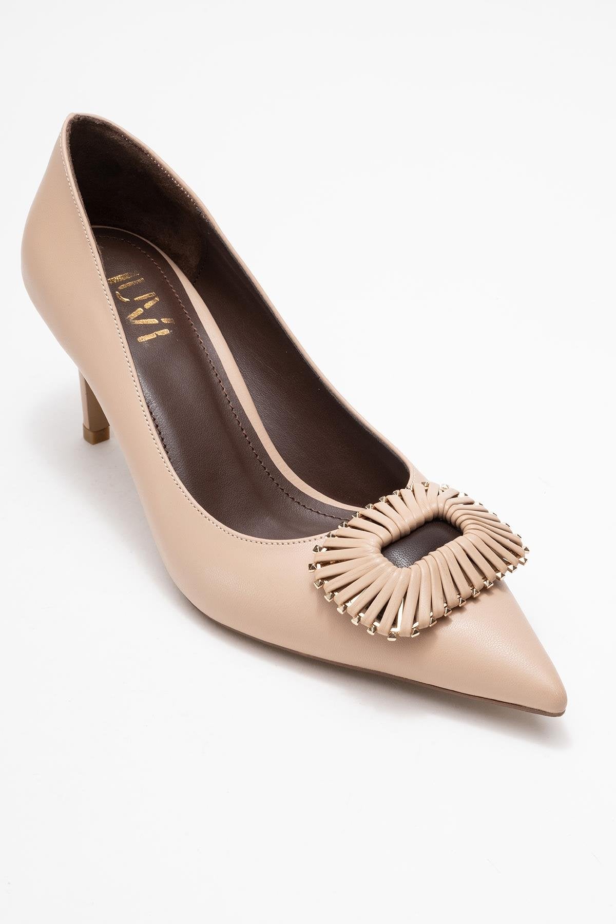 Great - Beige Brown Buckle Heeled Shoe (Women)