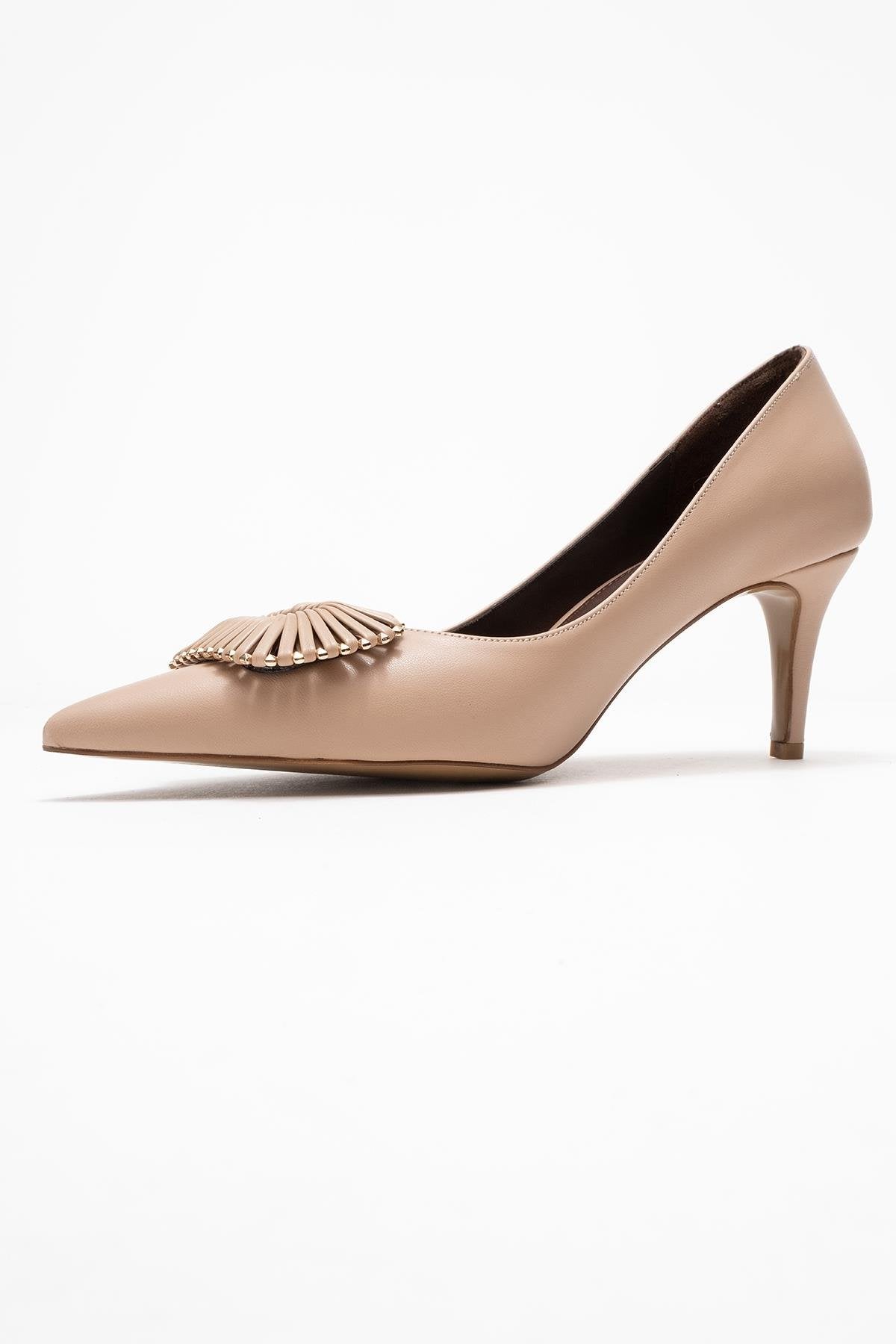 Great - Beige Brown Buckle Heeled Shoe (Women)