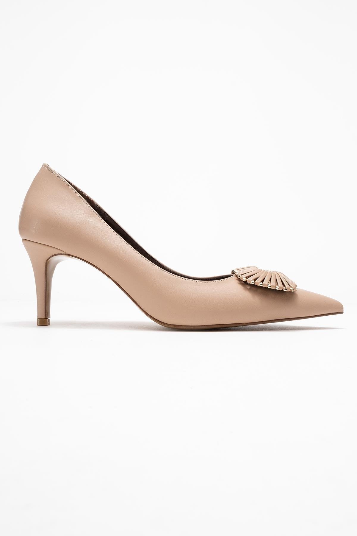Great - Beige Brown Buckle Heeled Shoe (Women)
